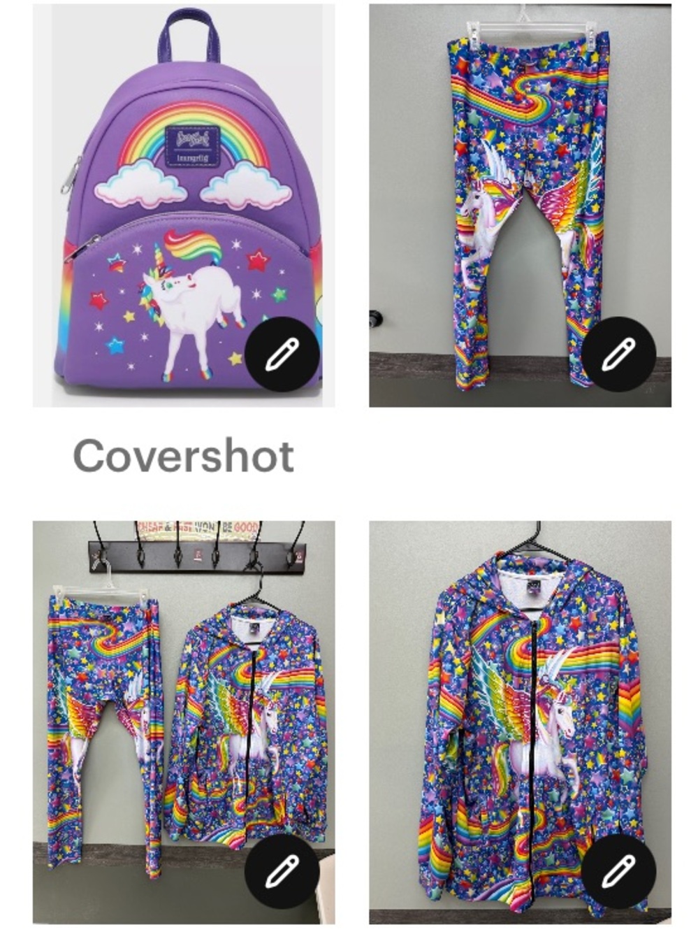 LISA FRANK /LOUNGEFLY Bag+outfit🦄🌈3X zip jacket+stretch pant